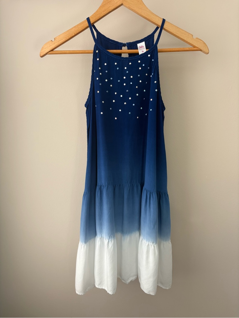 JUSTICE Girls Blue Ombre Dress/Coverups with Studs Accents 100% Rayon Size 10